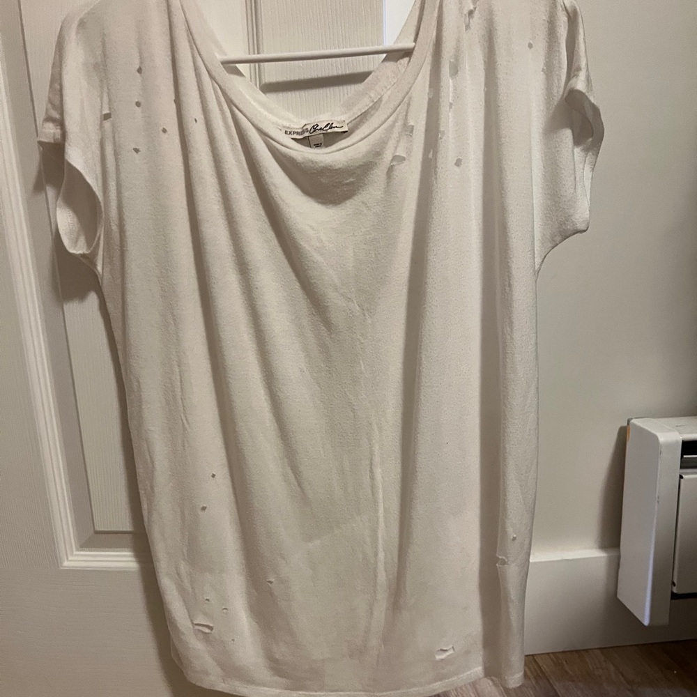 white stylish holed shirt
